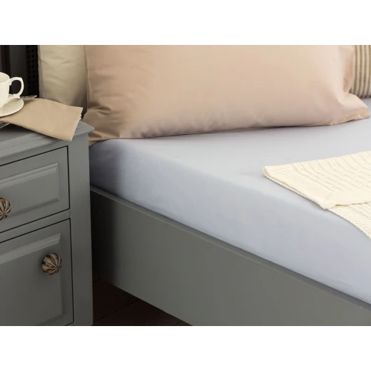 Madame Coco - Manon Ranforce Fitted Sheet - Double, Light Blue Madame Coco - Manon Ranforce Fitted Sheet - Double, Light Blue