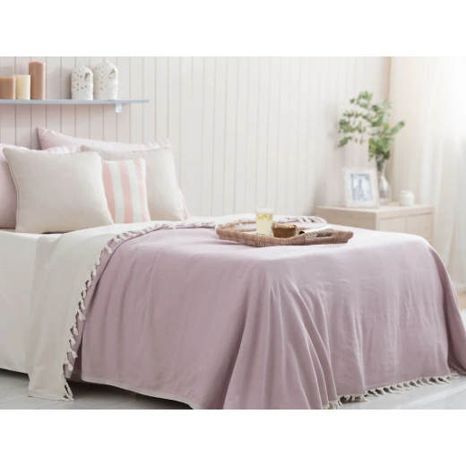Madame Coco Aldrich Washed Double Bed Cover - Plum