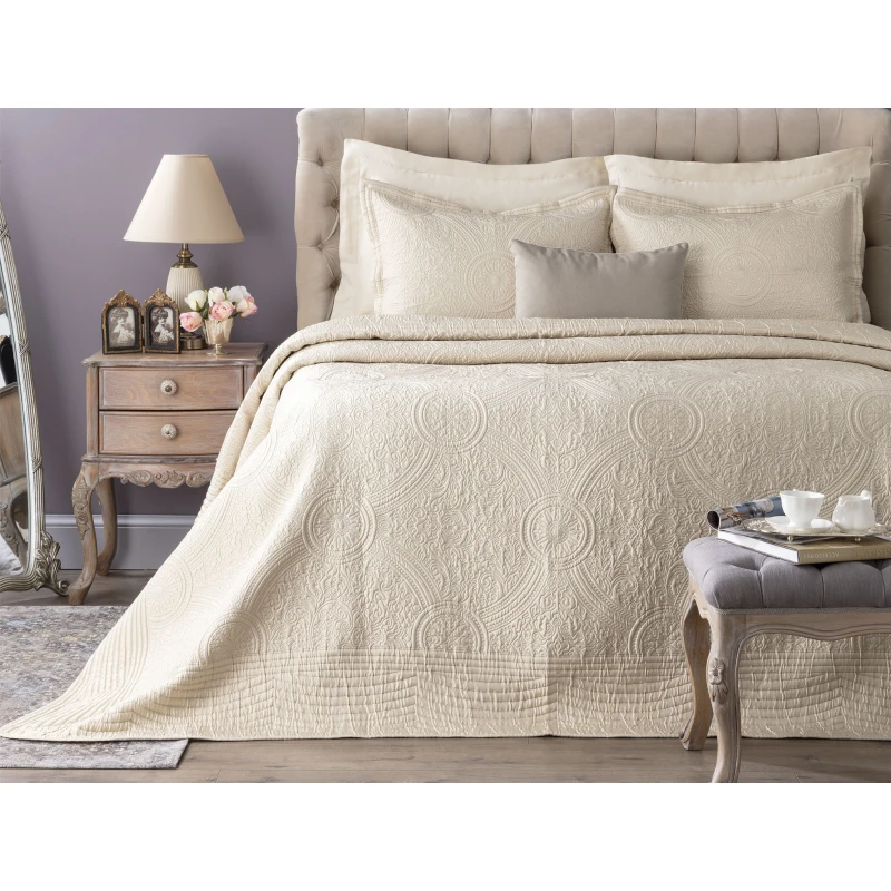 Madame Coco Lucien Starlight Single Bedspread - Beige - مدام كوكو