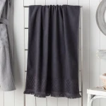 Madame Coco - Velvet Detail Bath Towel, Anthracite - مدام كوكو