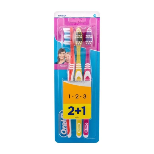 فرشه اسنان بشعيرات متوسطة من اورال بي 2+1 فرشه اسنان بشعيرات متوسطة من اورال بي 2+1