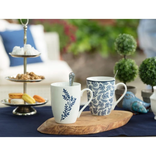 Madame Coco - Maena Rotin 2 Pcs Mug Set, Blue Madame Coco - Maena Rotin 2 Pcs Mug Set, Blue