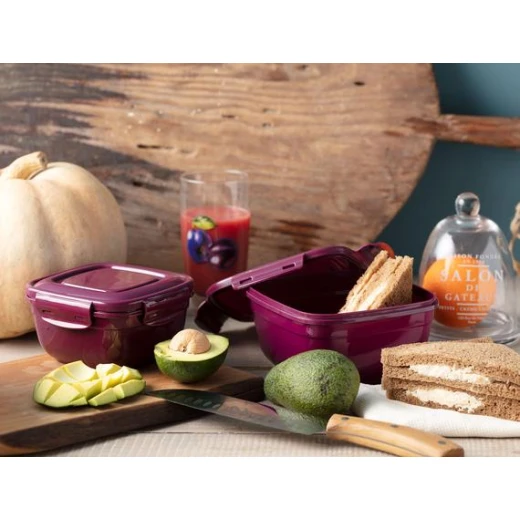 Madame Coco - Daily 2-piece Square Storage Container 900 - 1500 ml - Damson - مدام كوكو - Image 4