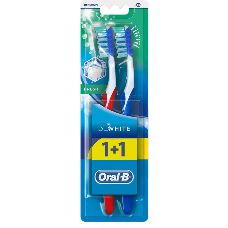 Oral-B White Fresh Toothbrush - 40 Medium, Set of 2-Piece - اورال بي