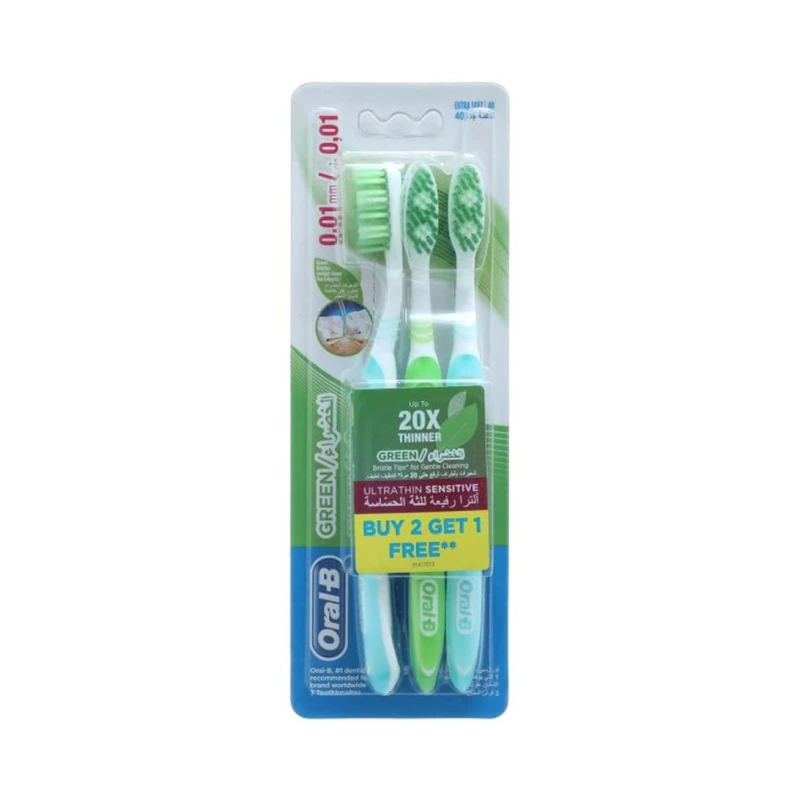 Oral-B Toothbrush Ultrathin Set- Green, 3 Pieces - اورال بي