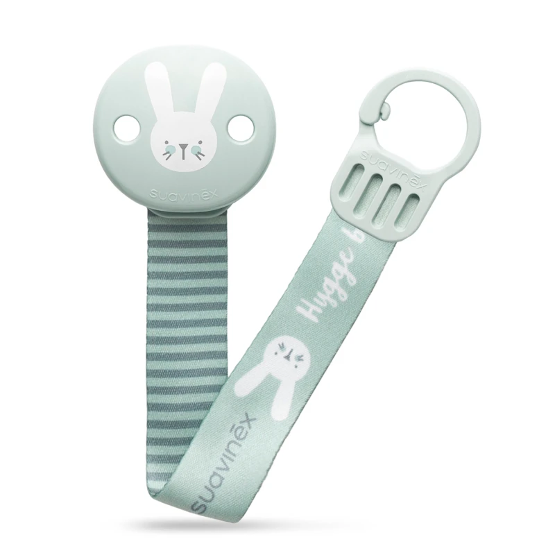 Suavinex Pacifier clip with HYGGE ribbon Mint rabbit - سوافينكس