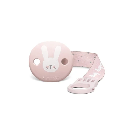 Suavinex Pacifier clip with HYGGE Ribbon Pink Rabbit Suavinex Pacifier clip with HYGGE Ribbon Pink Rabbit