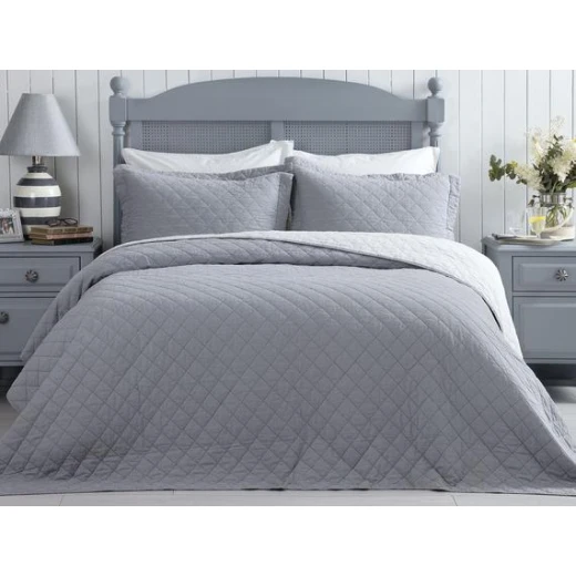 Madame Coco - Therron Vintage Double Bed Linen With Wash - Gray Madame Coco - Therron Vintage Double Bed Linen With Wash - Gray