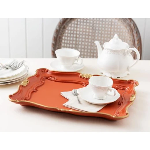 Madame Coco - Camelote Gold Plated Large Tray - Terra Cotta