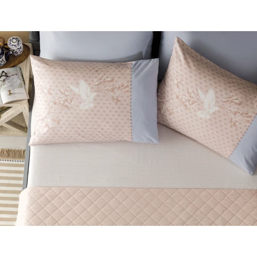 Madame Coco - Calme Double Ranforce Linen Set - Powder / Gray