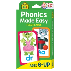 School Zone Phonics Made Easy Flash Cards for Ages 6+ to Learn Letter Sounds and Spelling