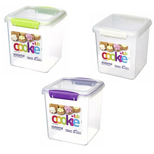 Sistema Klip It Accents Cookie Tub, 2.35 L - Assorted Colours, One Container Sistema Klip It Accents Cookie Tub, 2.35 L - Assorted Colours, One Container