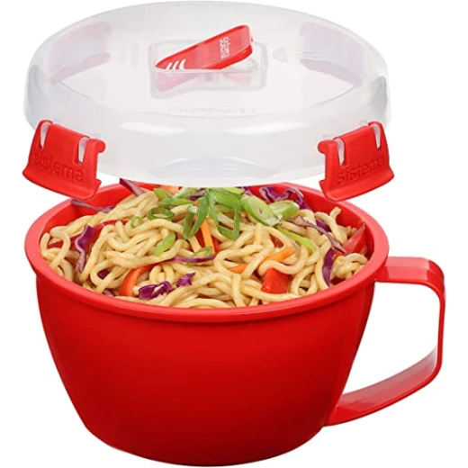 Sistema Microwave Noodle Bowl Lunch 940ml, Red/Clear - سيستما - Image 4