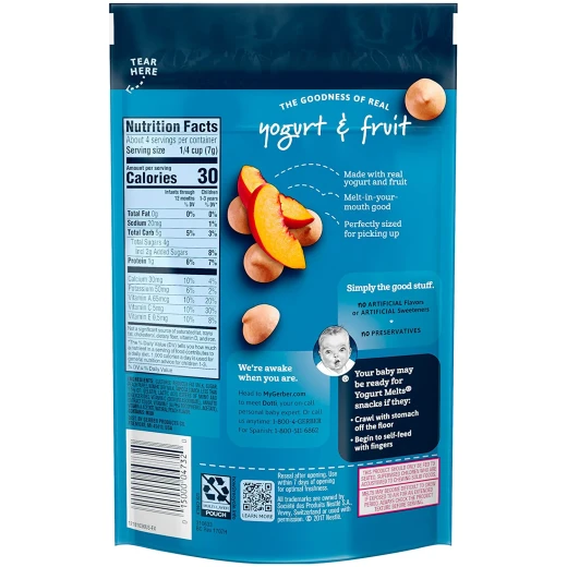 Gerber Yogurt Melts Freeze-Dried Yogurt Snack made with real fruit, Peach - جيربر - Image 2