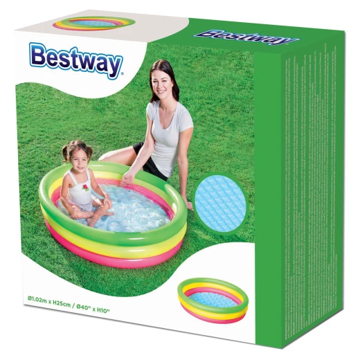 Bestway Inflatable 3 Ring Multicoloured Summer Pool Bestway Inflatable 3 Ring Multicoloured Summer Pool