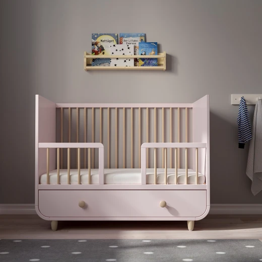 Trama Baby Cot With Drawer, Pale Pink 60x120 Cm - تراما بيبي - Image 2