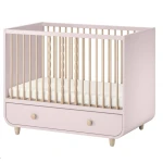 Trama Baby Cot With Drawer, Pale Pink 60x120 Cm - تراما بيبي