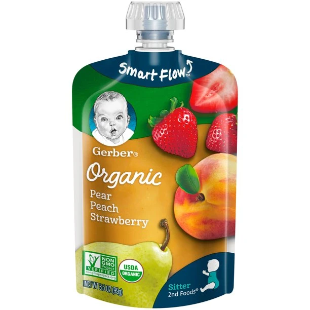 GERBER Organic Pear Peach Strawberry - جيربر