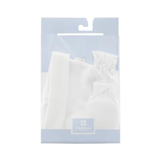 Cambrass - Cap and Mittens Liso White - كامبراس - Image 2