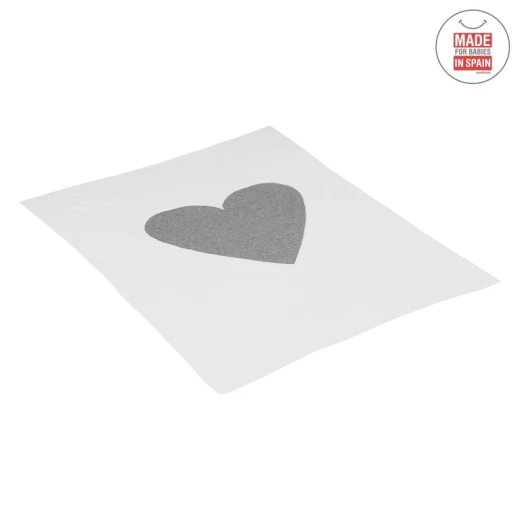 Cambrass - Baby Cotton Blanket 80X100 cm Cuore Grey - كامبراس - Image 2