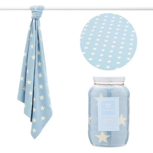 Cambrass - Baby Cotton Blanket 80x100x1 cm Etoile Blue - Cambrass - Image 4