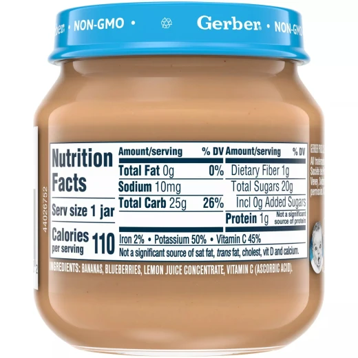 Gerber Food Natural Banana Blueberry Baby Meal, 113 g - جيربر - Image 2
