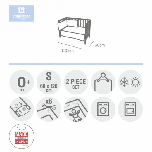 Cambrass Set 2 Pcs Baby Bed Dress 60 Crown Blue - كامبراس - Image 4