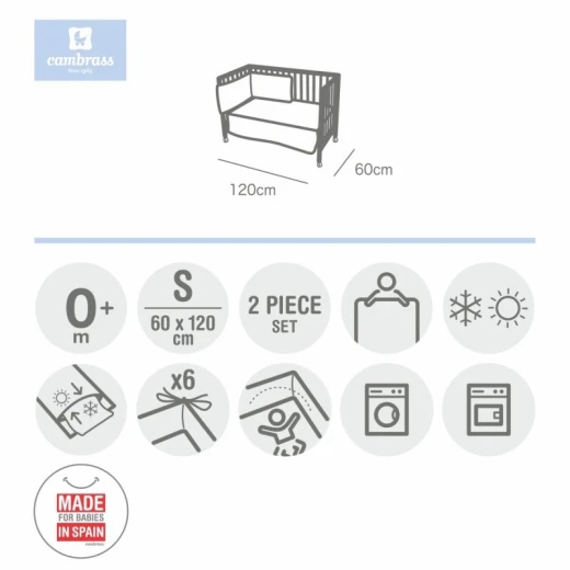 Cambrass - Set 4 Pcs. Quilt Cover Cot 60 Astra Grey 100x140x1 cm - كامبراس - Image 2