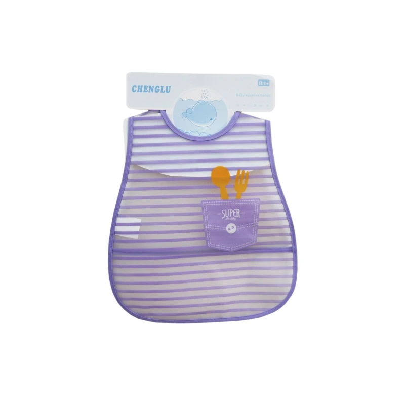 Plastic Baby Bib Waterproof, with Super Daddy Design, Purple