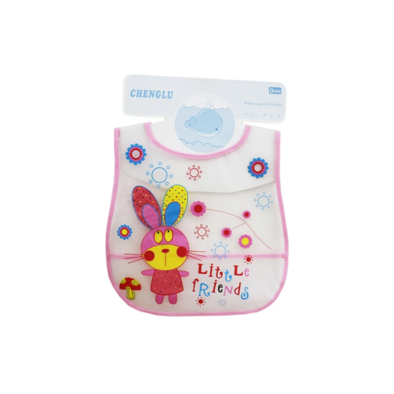 Plastic Baby Bib Waterproof, Little Friend Design, Pink