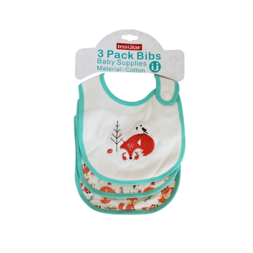 3 Pieces Cotton Feeding Baby Bibs - Green and Orange 3 Pieces Cotton Feeding Baby Bibs - Green and Orange