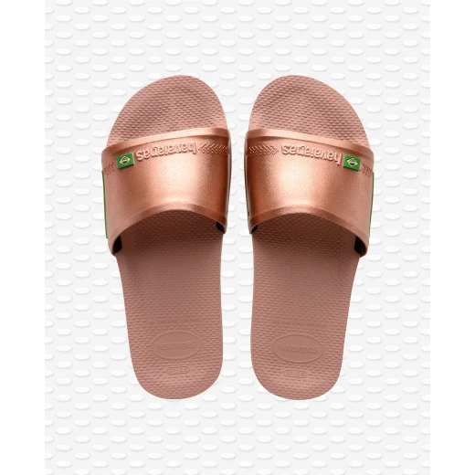 Havaianas Slide Brasil Rose/Gloden Blush Size 35-36 Havaianas Slide Brasil Rose/Gloden Blush Size 35-36