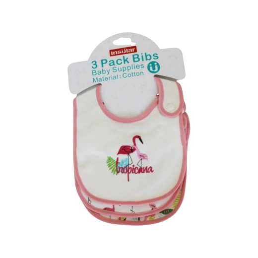 3 Pieces Cotton Feeding Baby Bibs - Pink and White 3 Pieces Cotton Feeding Baby Bibs - Pink and White