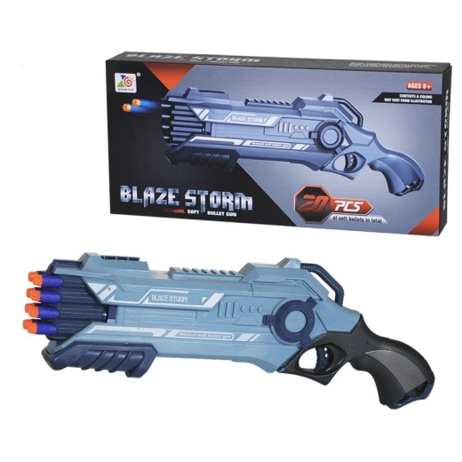 Blaze Storm Plastic Soft Foam Bullets Trigger Gun Toy, 10 darts - بليز ستورم - Image 2
