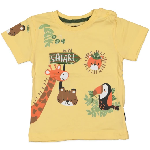 Yellow Short Sleeves T-shirt with Safari Design, 12 Months Yellow Short Sleeves T-shirt with Safari Design, 12 Months