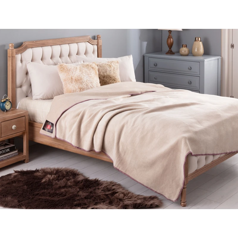 Madame Coco Étoile Double Plain Cotton Blanket - Beige - مدام كوكو
