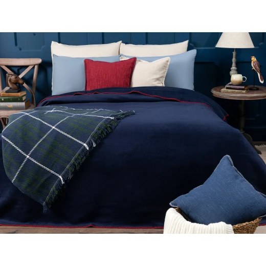 Étoile Double Plain Cotton Blanket - Navy Blue Étoile Double Plain Cotton Blanket - Navy Blue