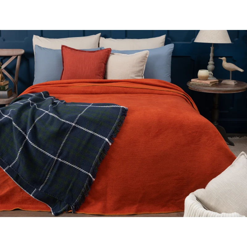 Étoile Plain Cotton Double Blanket - Light Red - مدام كوكو