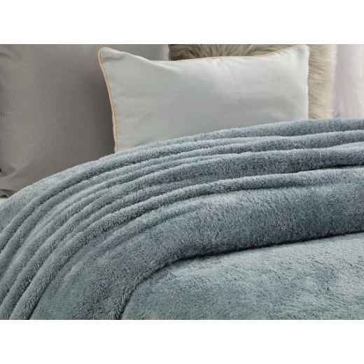 Madame Coco  Estee Double Sherpa Plain Blanket - Grey - مدام كوكو - Image 2