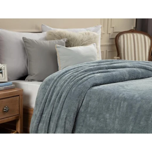 Madame Coco  Estee Double Sherpa Plain Blanket - Grey - مدام كوكو - Image 3