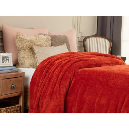 Madame Coco  Estee Double Sherpa Flat Blanket - light red - مدام كوكو - Image 2