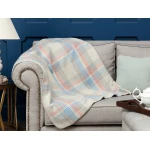 Madame Coco Odline Plaid Cotton TV Blanket - Beige / Blue - مدام كوكو