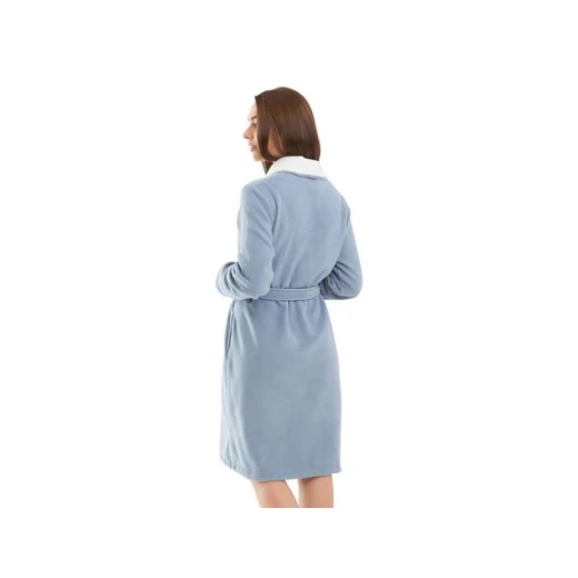 Caralles Shawl Collar Fleece Bathrobe - Grey (S - M) - مدام كوكو - Image 2