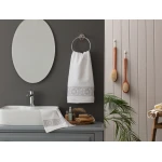 Madame Coco Chambre Border Jacquard Face Towel - White / Gray - مدام كوكو