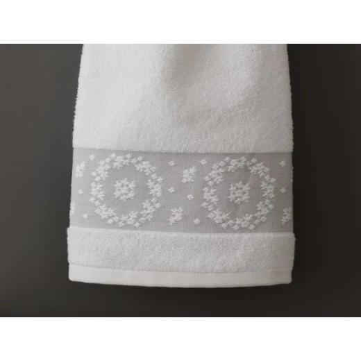 Madame Coco Chambre Border Jacquard Face Towel - White / Gray - مدام كوكو - Image 2