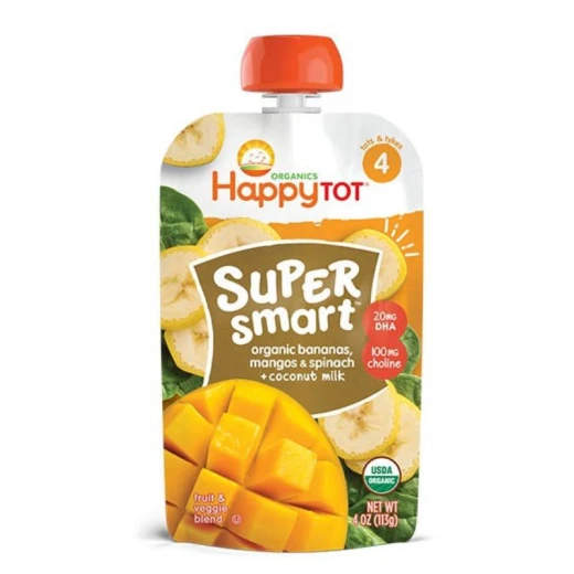 Happy Tot Organic Bananas, Mangos & Spinach + Coconut Milk 113g Happy Tot Organic Bananas, Mangos & Spinach + Coconut Milk 113g