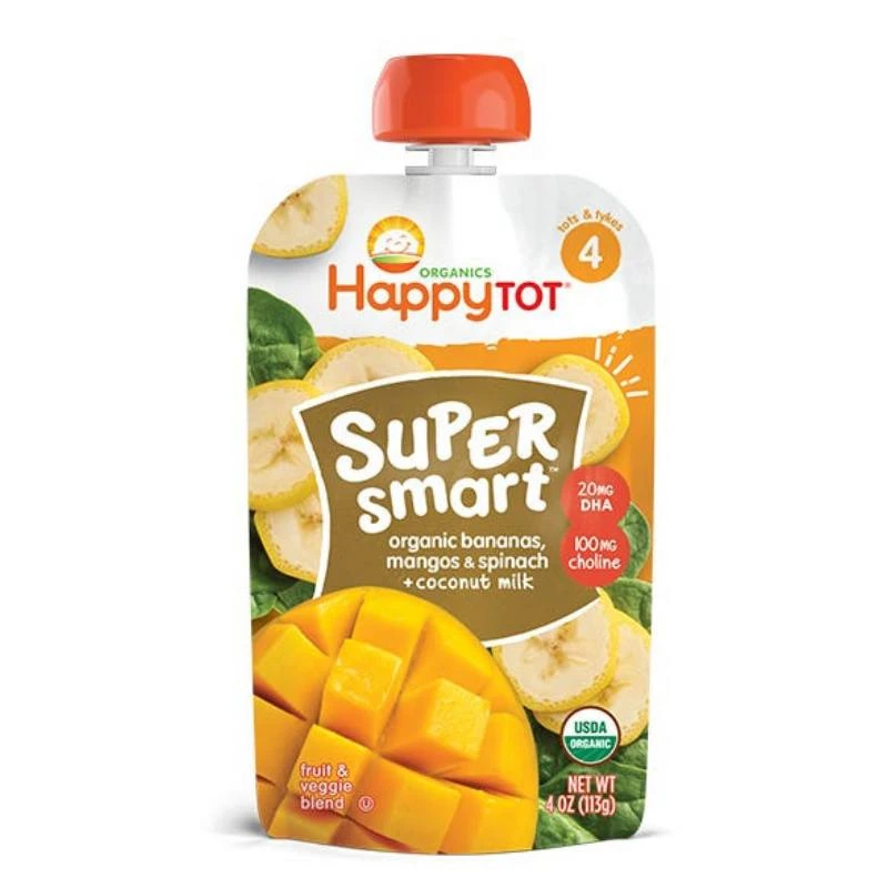 Happy Tot Organic Bananas, Mangos & Spinach + Coconut Milk 113g - هابي توت