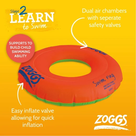 Zoggs Inflatable Swim Ring for kids swim training, Age 3 - 6 years, Up to 25 kg - زوجز - Image 2
