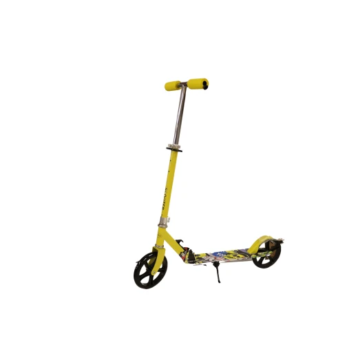 Scooter With Front and Back Wheels, Yellow and Colorful Scooter With Front and Back Wheels, Yellow and Colorful