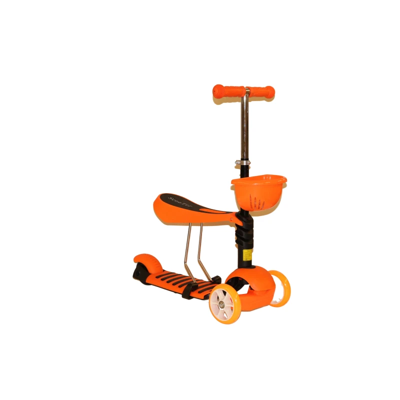 Scooter Kids 3-in-1 Toddler Scooter with Removable Seat & Basket, Orange